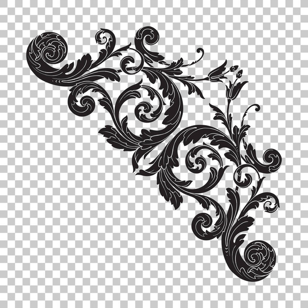 Isolate vintage baroque ornament retro pattern antique style acanthus. Decorative design element filigree calligraphy vector. You can use for wedding decoration of greeting card and laser cutting. - Vector, Image