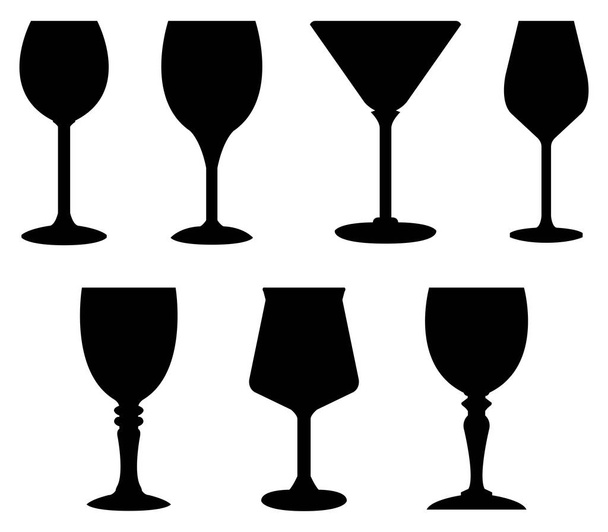 set di bicchieri di vino illustrati su sfondo bianco
 - Vettoriali, immagini