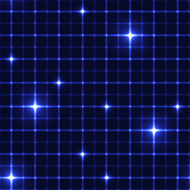 Dark blue grid with shining points. - Vector, Image