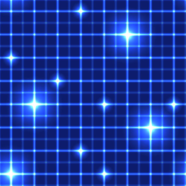 bright blue grid with shining points. - Vector, Image