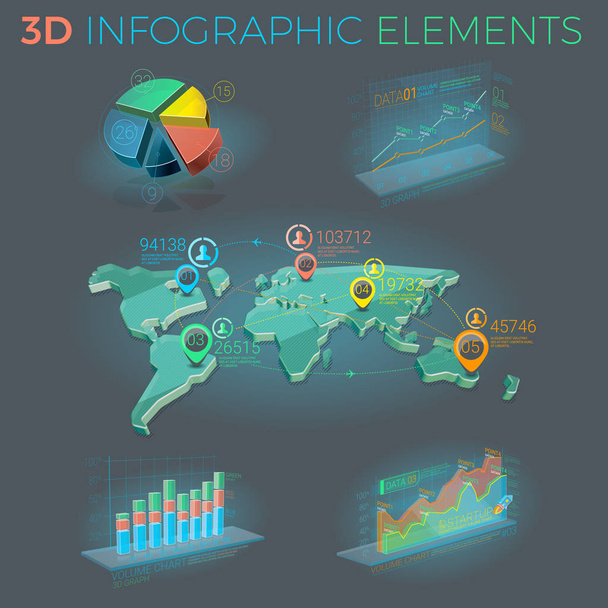 3D infographic elementen - Vector, afbeelding