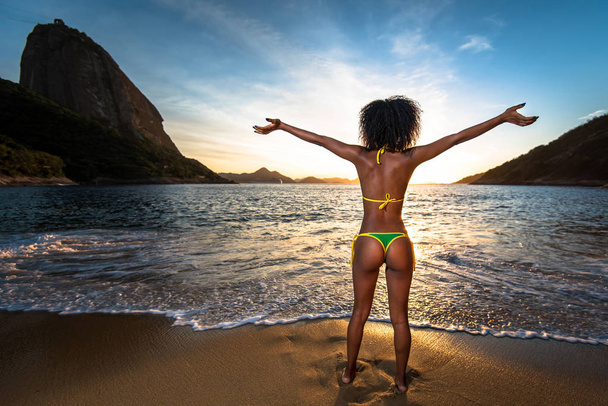 Menina brasileira sexy em biquíni na praia
 - Foto, Imagem