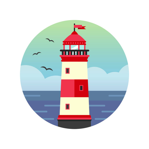 round vector lighthouse icon - Vector, Image