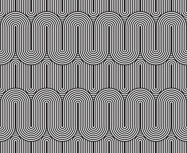 Vector seamless pattern. Modern stylish texture. Geometric striped ornament. Monochrome linear weaving. - Vector, Image