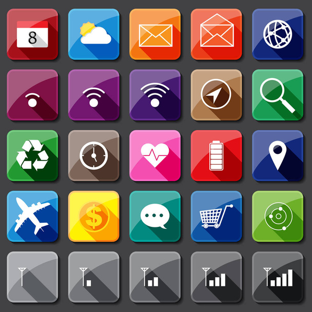 25 Flat icons Application for device. Vector illustration - Вектор,изображение