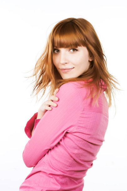 redhair beauty over white background - Foto, Imagen