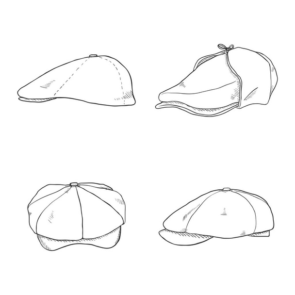 Sketch Retro Tweed Caps - Vector, Image