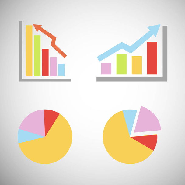 Illustration of business graphs and pie charts - Vector, Image