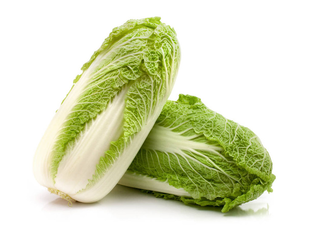 two chinese cabbage and half isolated on white background - Фото, изображение