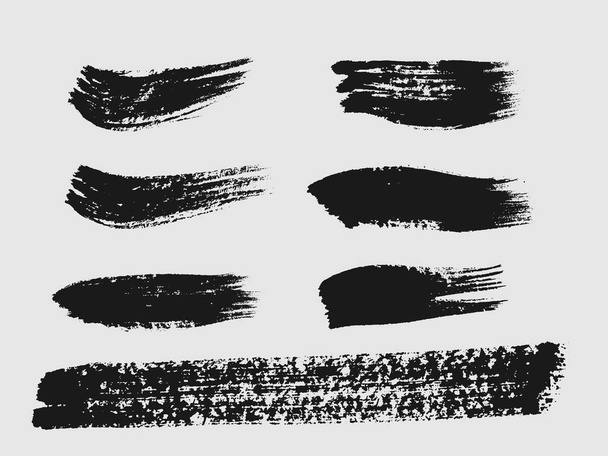 Satz schwarze Farbe, Pinselstriche, Pinsel, Linien. schmutziges künstlerisches Gestaltungselement - Vektor, Bild