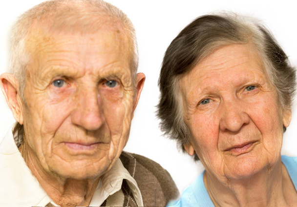 portrait of grandparents on a white background - Photo, Image