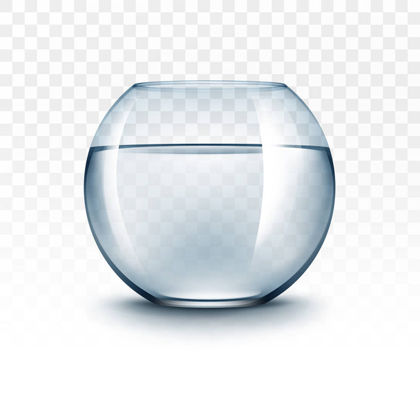 Acuario transparente azul realista de la pecera del vidrio brillante del vector con el agua sin el pescado aislado
 - Vector, Imagen