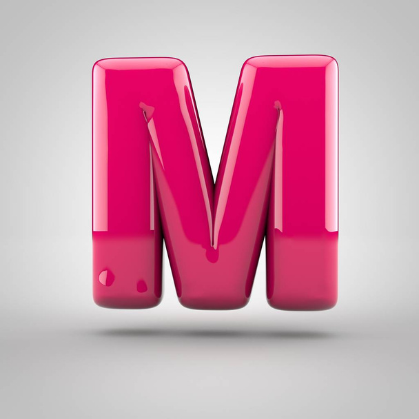 Glossy pink paint letter M - Фото, зображення