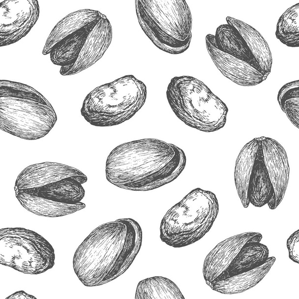 eamless pattern design or background with pistachio.  - Vector, Image