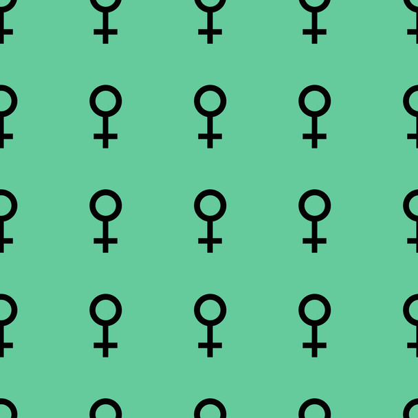 黒の女性のシンボルとのシームレスなパターン。女性は、同じサイズを署名します。背景色が水色のパターン。ベクトル図 - ベクター画像