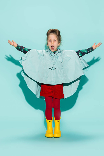 Little girl posing in fashion style wearing autumn clothing. - Photo, image