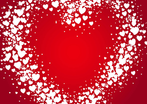 Herzform Valentinstag Karte Spray mit zufälligen Streuherzen bemalt - Vektor, Bild