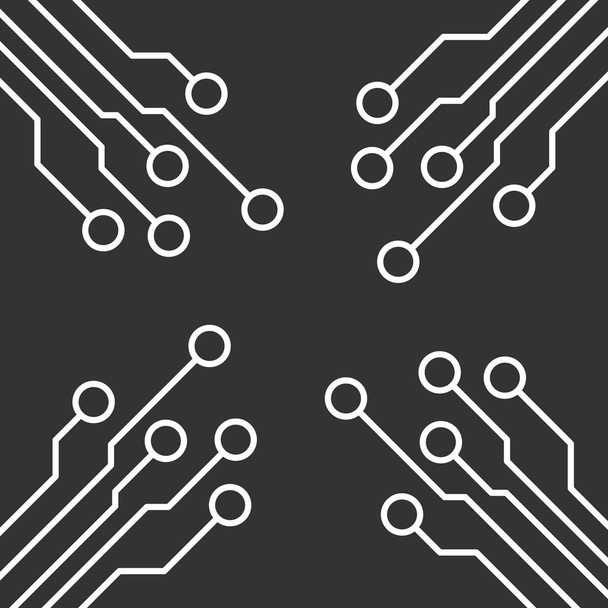 Circuit board icon. Technology scheme symbol flat vector illustration on black background. - Vector, Image