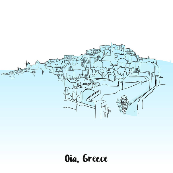 Oia, Greece Greeting Card Design - Vector, Image