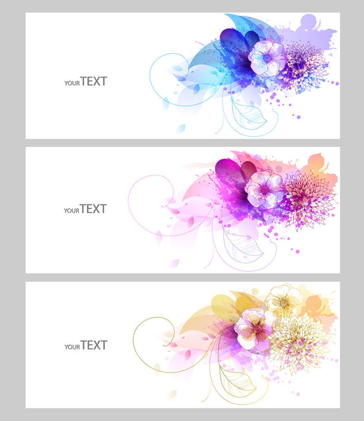 Watercolor backgrounds with colorful flowers.  - ベクター画像