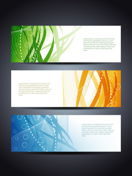 Set of abstract vector web header/banner designs in wave style. - Vecteur, image