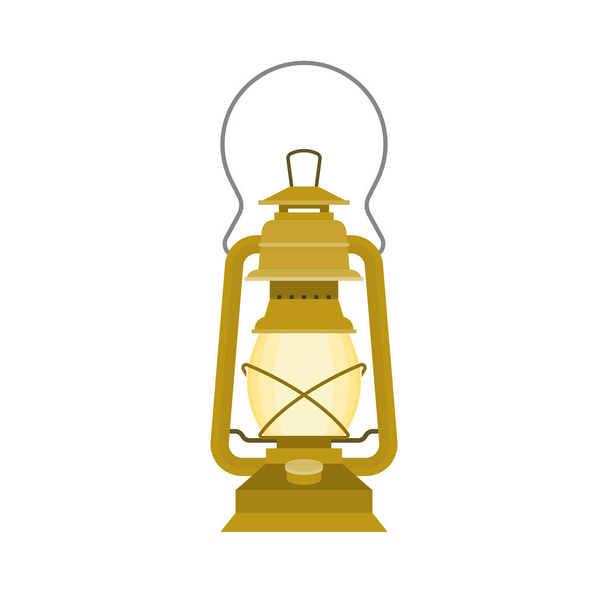 vintage kerosene glass lamp, flat design vector - Vector, Image