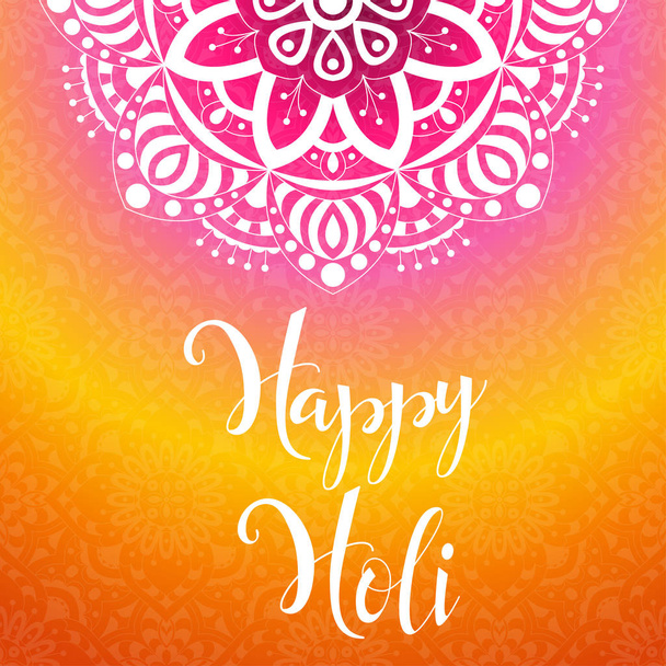 Colorful vector background. Happy Holi spring festival. Poster with mandala for Indian holiday. - Vektori, kuva