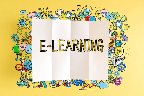 E-Learning text with illustrations - Fotografie, Obrázek