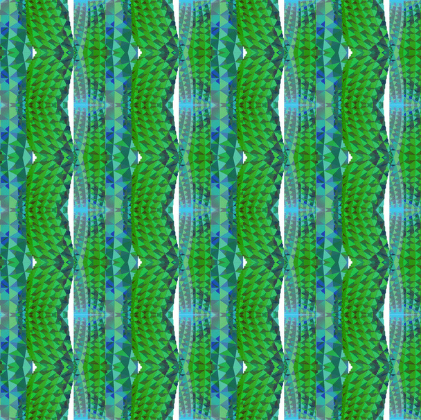 nahtlose gewellte Dreiecke Muster grün blau grau weiß vertikal - Foto, Bild