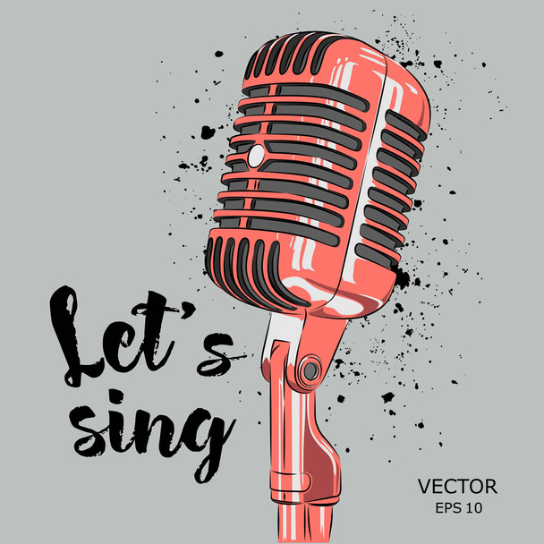 The image of the microphone. Vector illustration. - Вектор,изображение