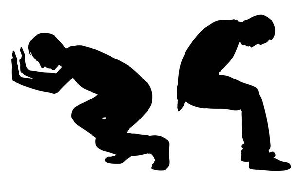 Silhouettes of men pushing  - Vector, Image