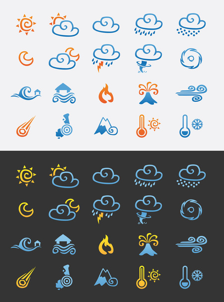 sada ikon počasí a přírodních katastrof - Vektor, obrázek
