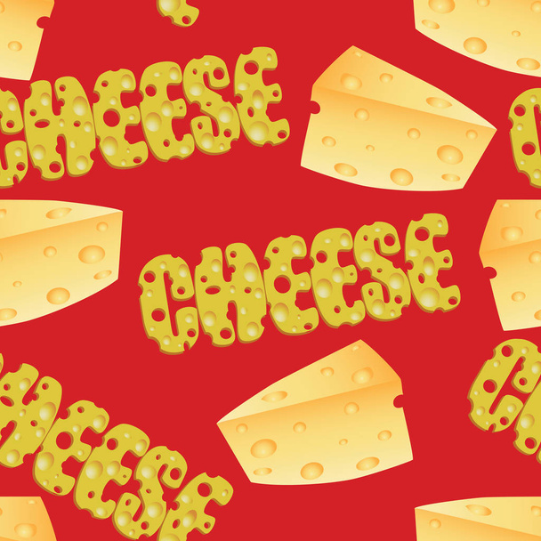 Texto de queso y queso. Patrón sin costura
.   - Vector, Imagen