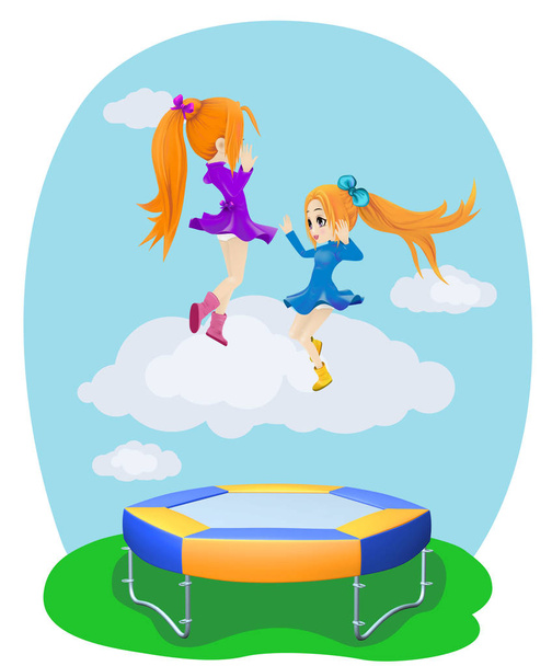 Boldog lány jumping a trambulin. - Fotó, kép