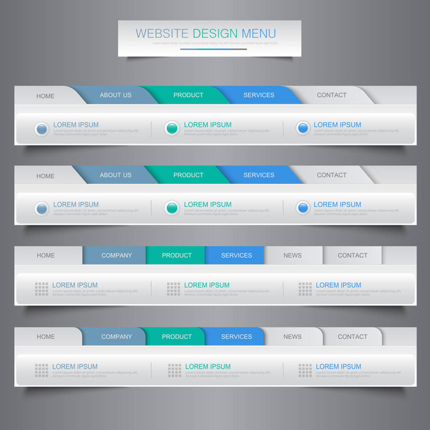 Menu di design del sito web elementi di navigazione con icone impostate: Barre menu di navigazione, elemento di design vettoriale eps10 illustrazione
 - Vettoriali, immagini