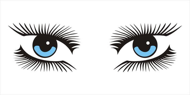 modrá žena dívá očima ikonu na bílém pozadí. vektor - Vektor, obrázek