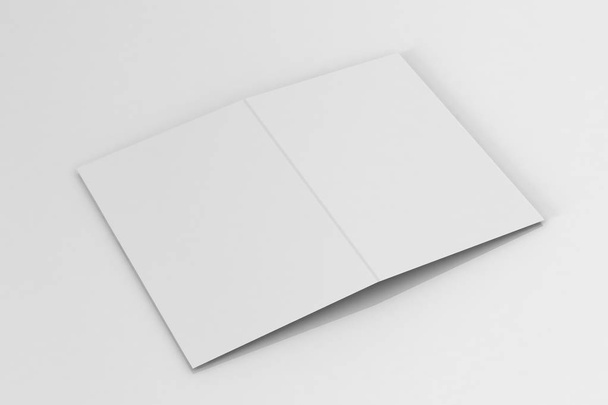 zweifach a5 Broschüre / Faltblatt-Attrappe auf isoliertem weißem Hintergrund. - Foto, Bild