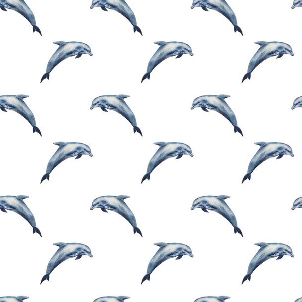 Watercolor seamless pattern dolphins - Foto, immagini