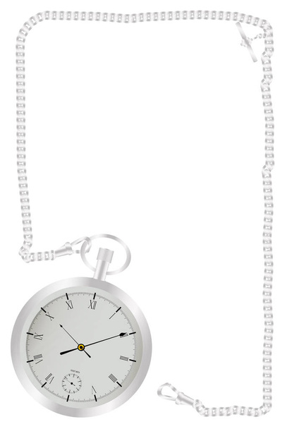 Silver Watch and Chain Border - Vector, Image