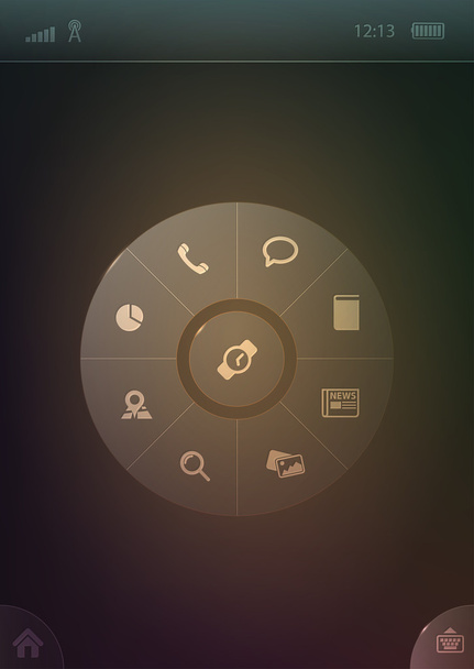 Radial smartphone menu template - ベクター画像