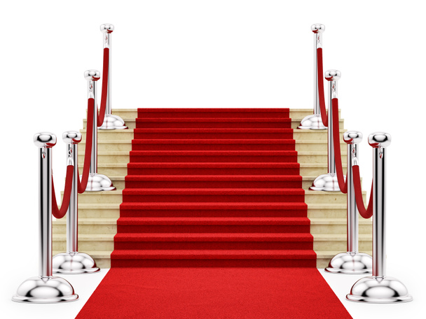 Silver stanchions and a red carpet - Photo, Image