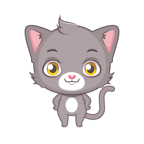 Cute gray cat character  - Вектор,изображение