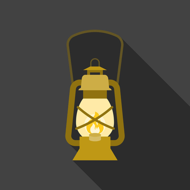 vintage hurricane lantern icon, flat design with long shadow - Vector, Image