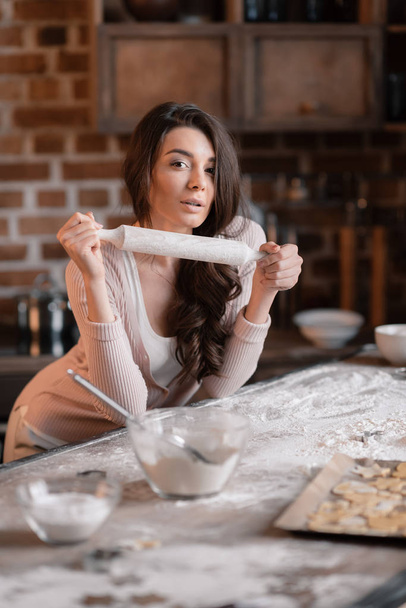 Woman with rolling pin - Photo, Image