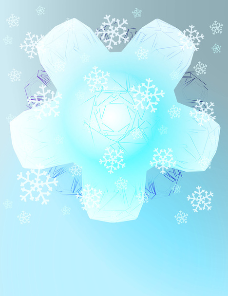 αφηρημένη άσπρη νιφάδα χιονιού με τις πτώση χιόνι κάρτα φορέα πρότυπο - Διάνυσμα, εικόνα