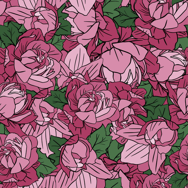 シームレスなベクトルのピンクの牡丹の花のパターン - ベクター画像
