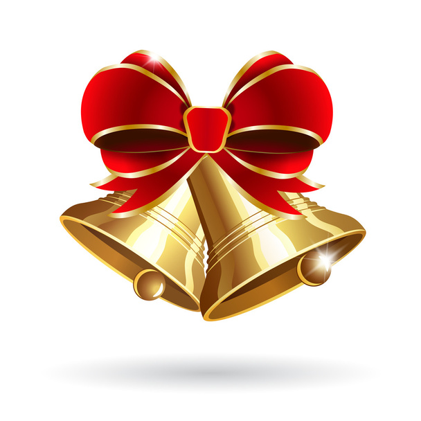 Jingle bell with red bow - Вектор, зображення