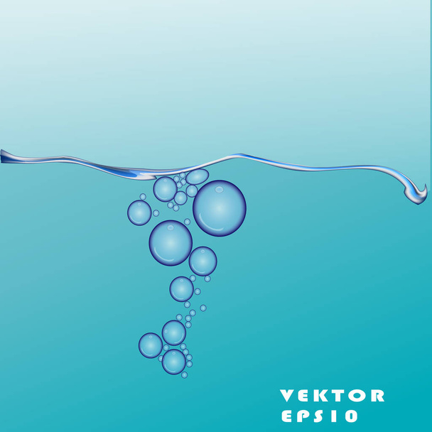Wave and bubbles in water - Vector, Image