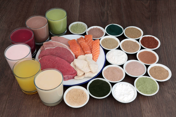 Продукты питания и напитки для строителей тел
 - Фото, изображение