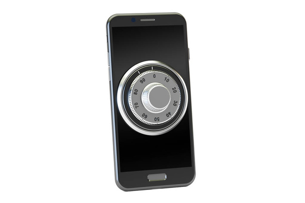 phone with combination lock, 3D rendering - Foto, Bild